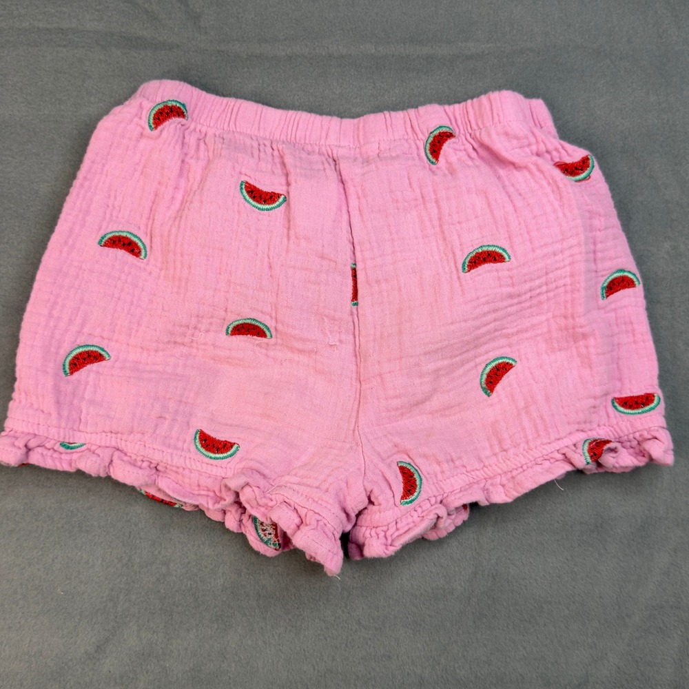 btween Girls Pink Watermelon Cotton Gauze Ruffle Top and Shorts Set Size 5 - Picture 5 of 8